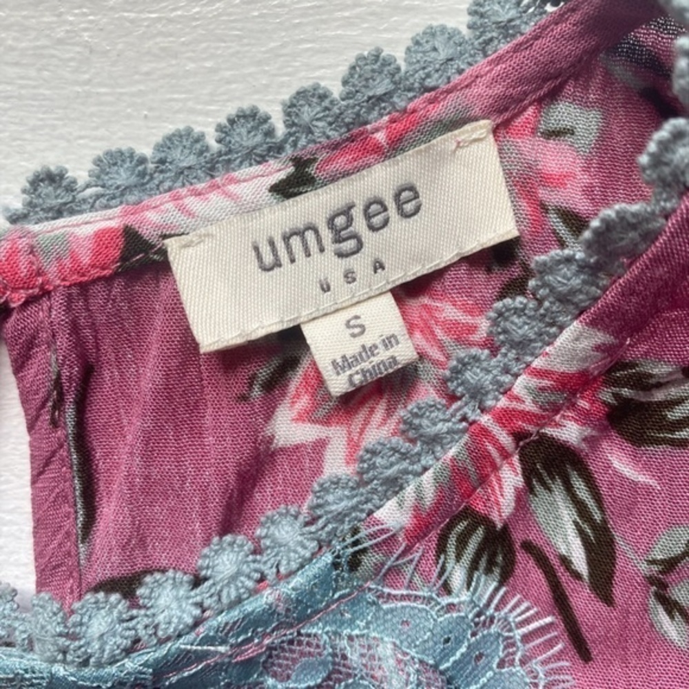 Umgee Mint Floral Lace Detail Dress - Picture 6 of 16